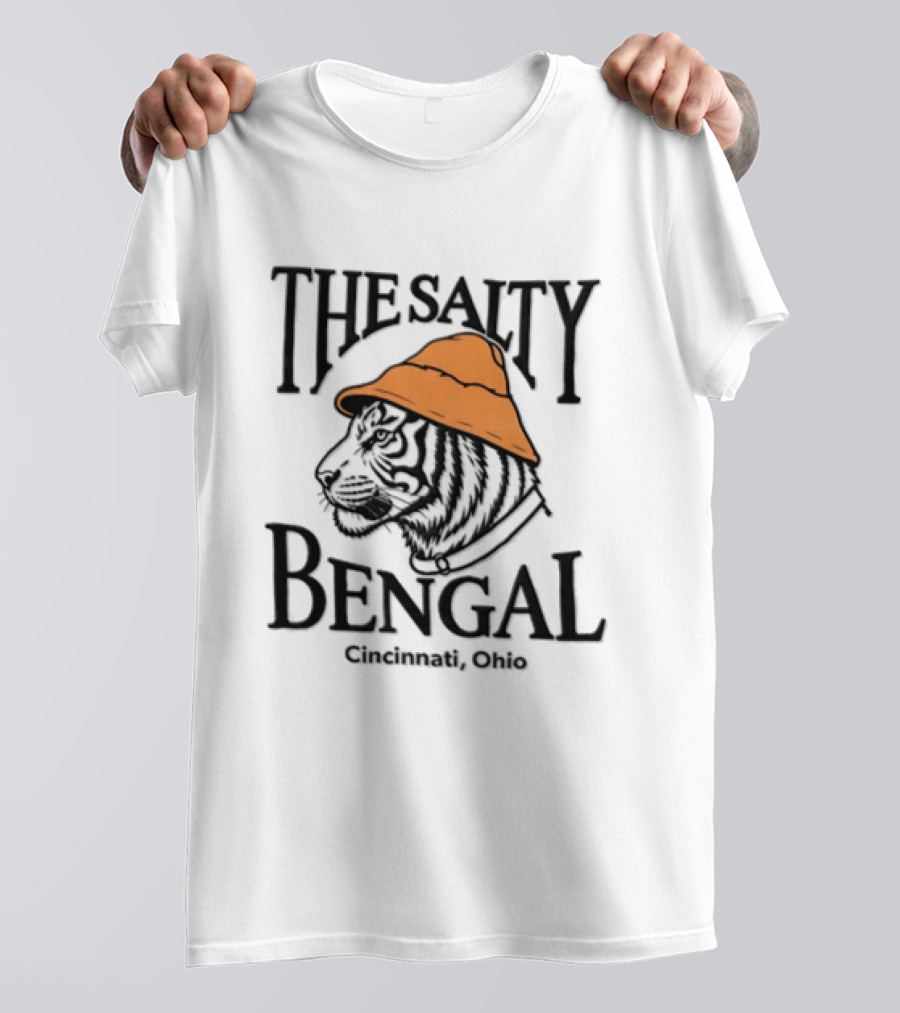 The Salty Bengal Tiger Fisherman Hat Cincinnati Ohio T-Shirt