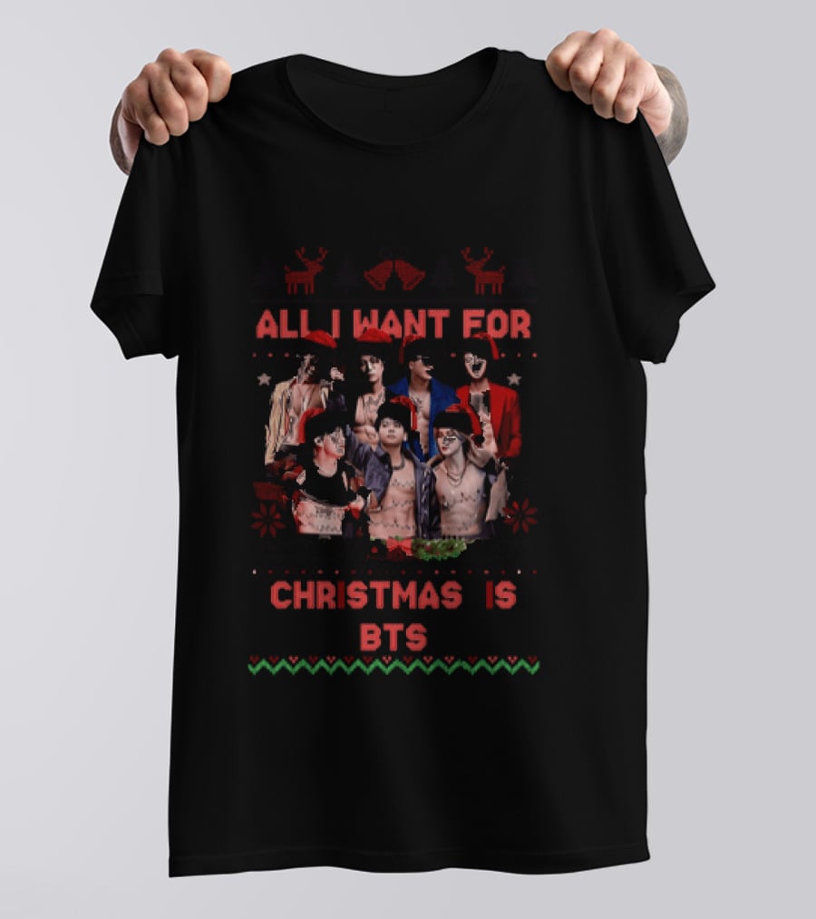 All I Want For Christmas Is BTS Ugly Sweater Holiday T-Shirt