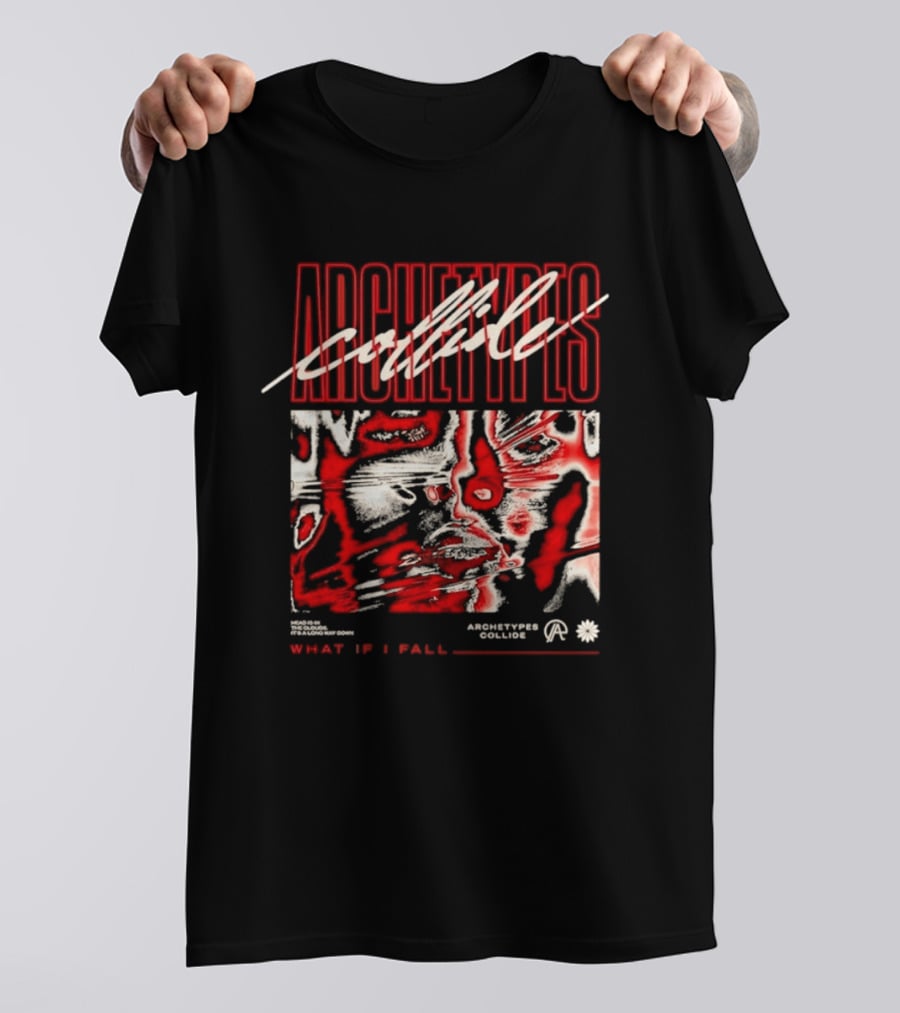 Archetypes Collide What If I Fall Head Is In The Clouds Abstract Red Faces T-Shirt