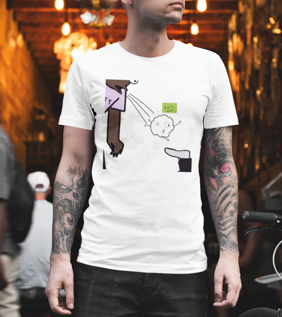 A'ja Wilson Pregame Gum Out Of Her Mouth Cartoon Style Humor T-Shirt