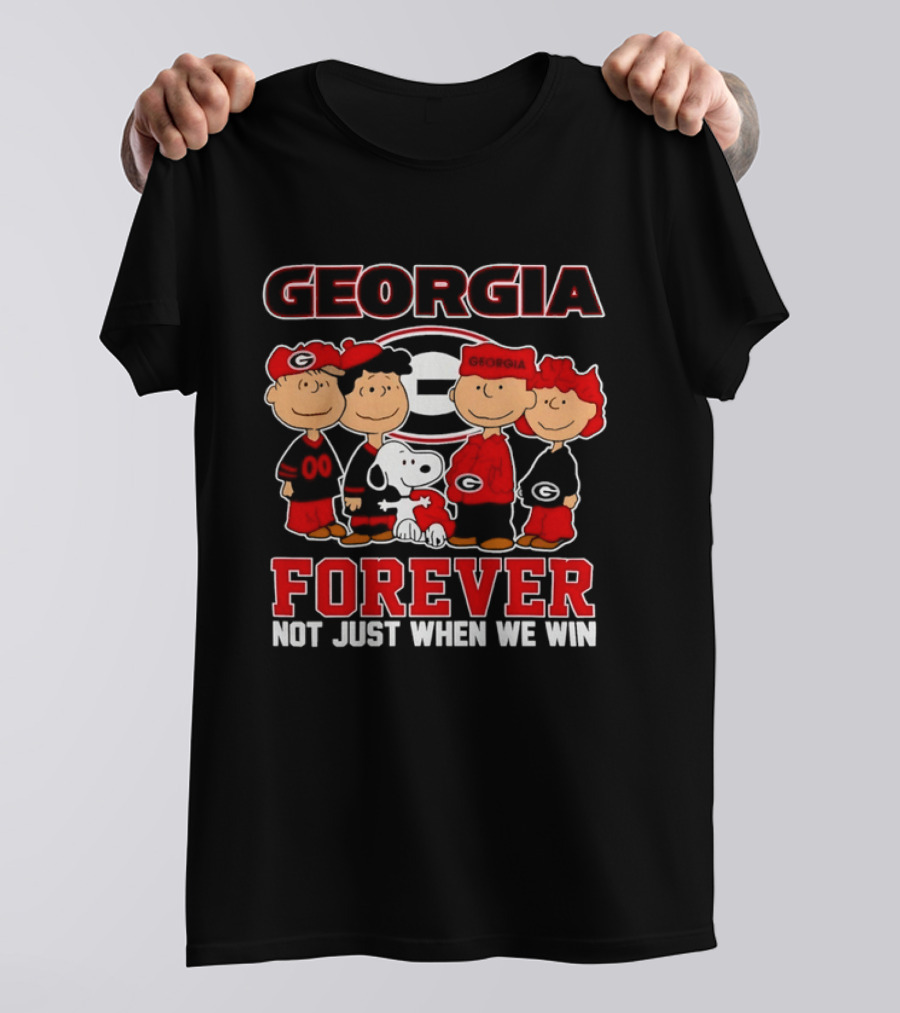 Georgia Bulldogs Peanuts Forever Not Just When We Win Snoopy Woodstock T-Shirt