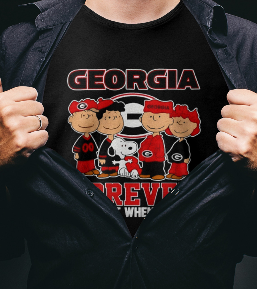 Georgia Bulldogs Peanuts Forever Not Just When We Win Snoopy Woodstock T-Shirt