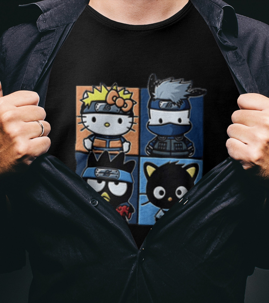Hello Kitty Naruto Crossover With Sanrio Characters Mashup T-Shirt
