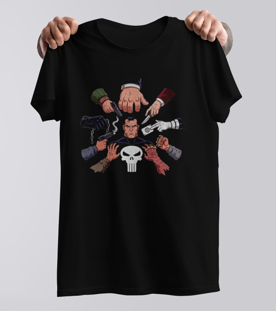 Punisher John Wick Crossover With Weapons And Skull T-Shirt