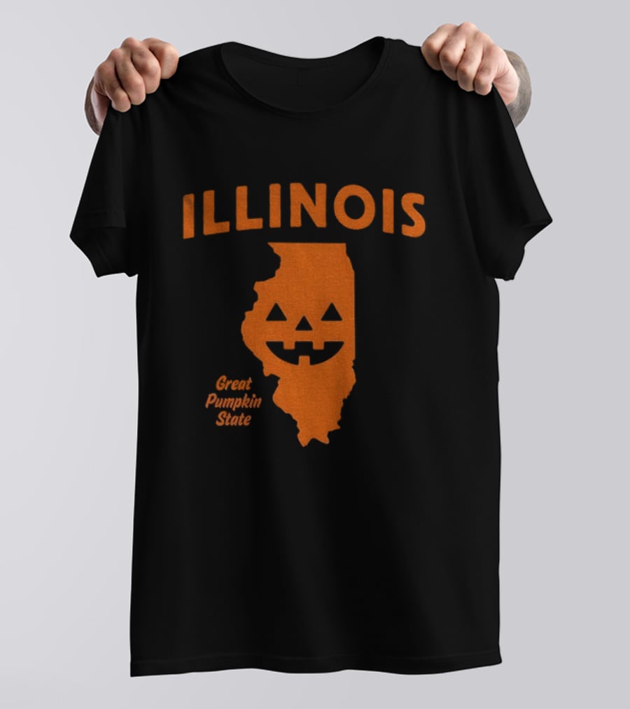 Illinois Map Jack O Lantern Great Pumpkin State Halloween T-Shirt