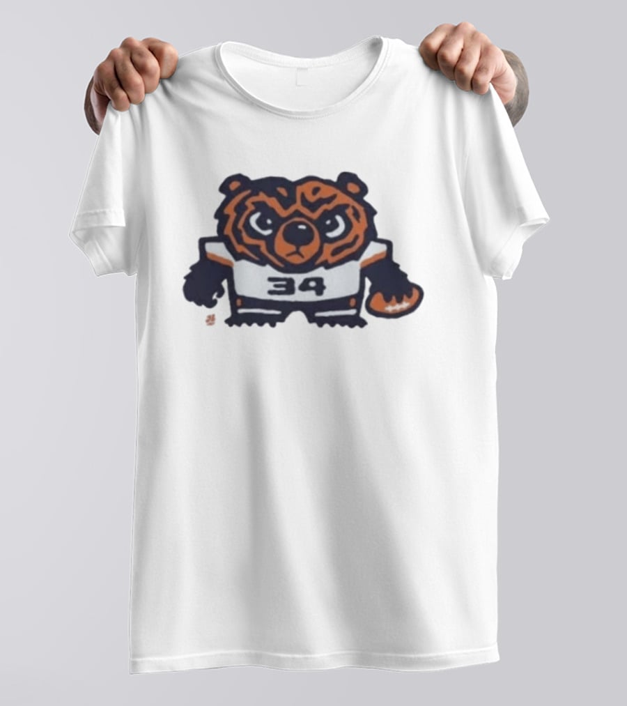 Chicago Bears Number 34 Bear Holding Football T-Shirt