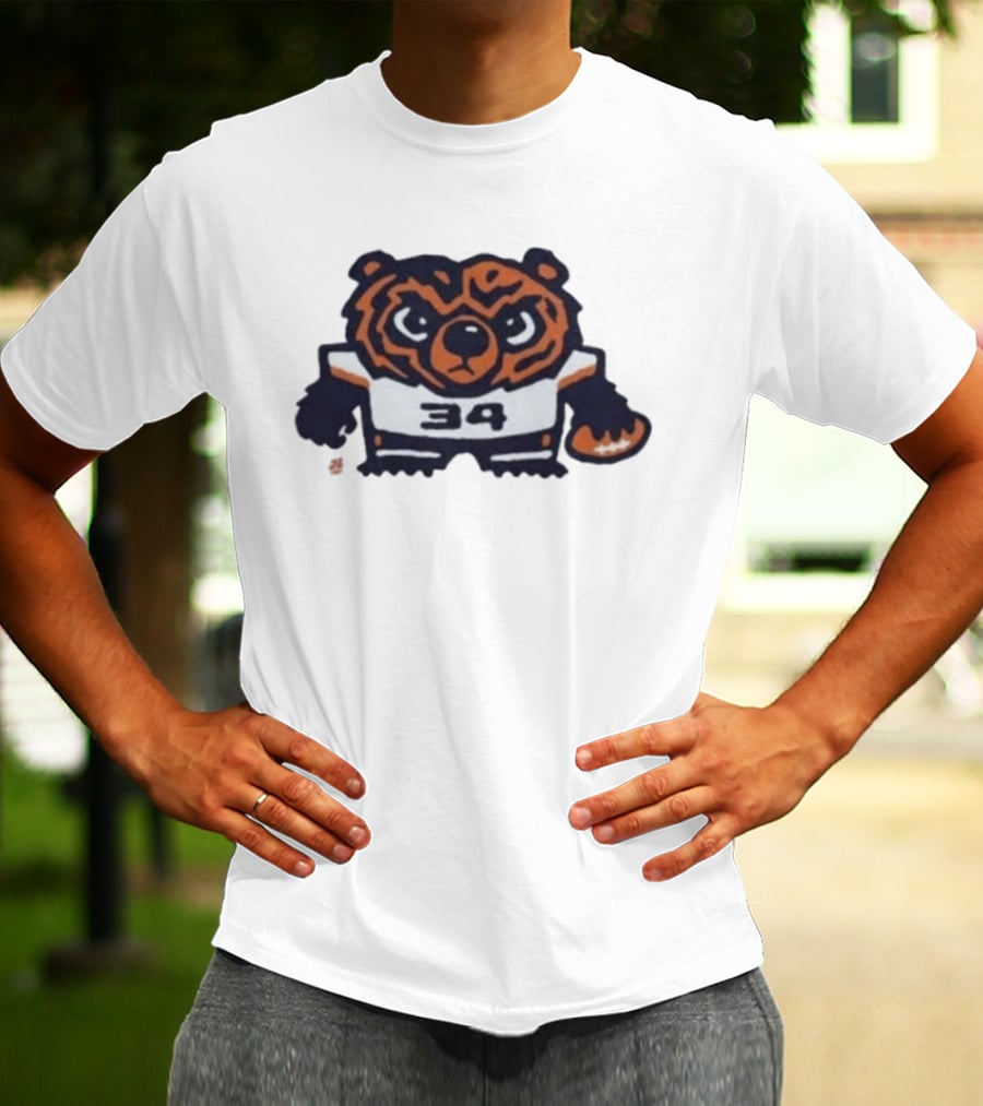 Chicago Bears Number 34 Bear Holding Football T-Shirt
