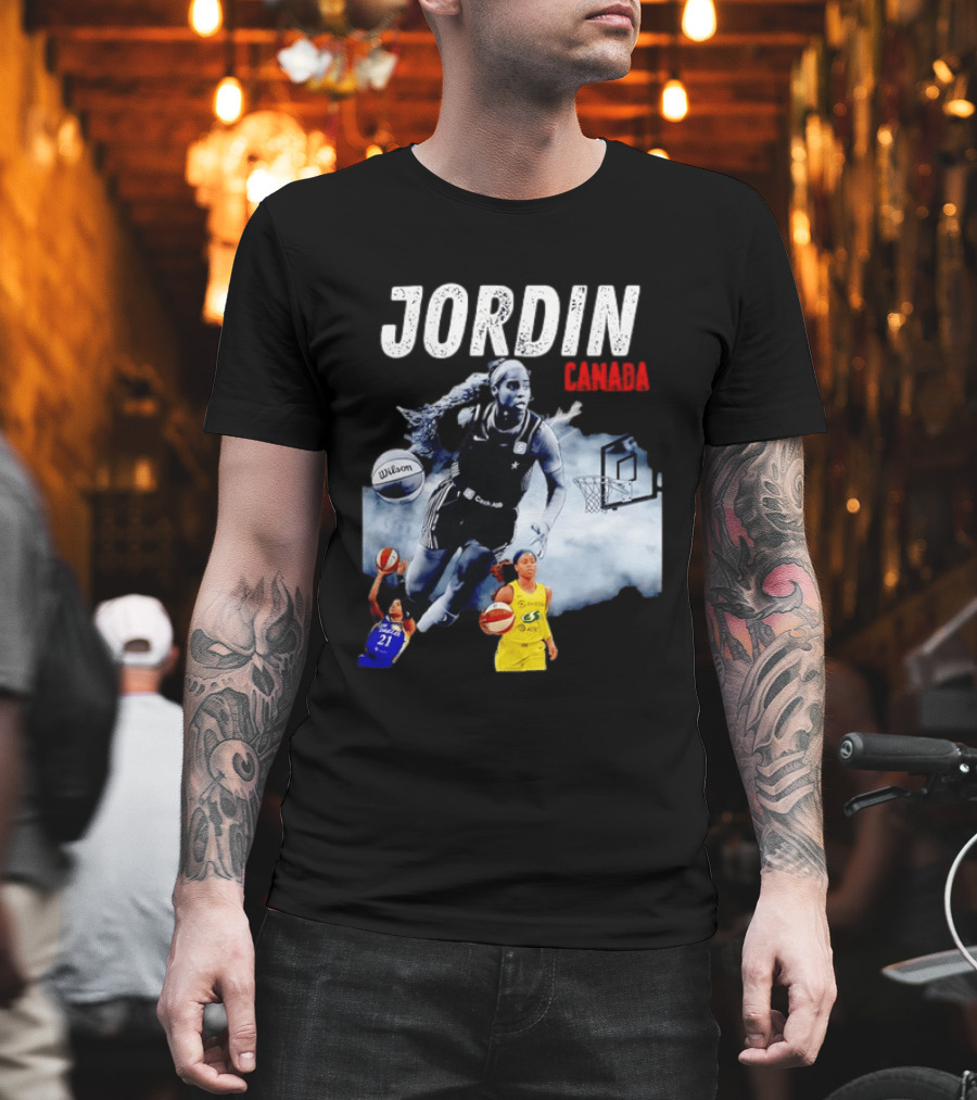Jordin Canada Los Angeles Basketball Star Wilson Ball Slam Dunk T-Shirt