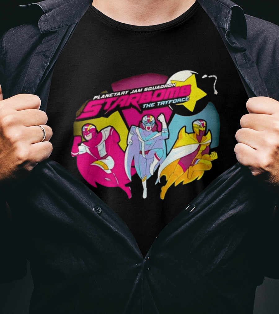 Planetary Jam Squadron Starbomb The Tryforce Retro Heroes T-Shirt