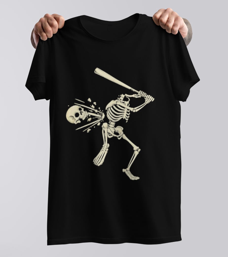 Swinging Skeleton Softball Halloween Vintage Skull Batter T-Shirt
