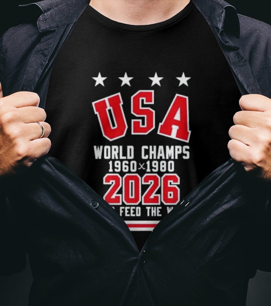 USA World Champs 1960 1980 2026 Legs Feed The Wolf T-Shirt