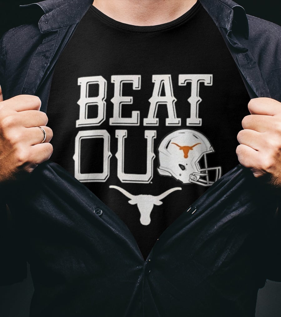 Texas Longhorns Beat OU Red River Rivalry Football Helmet Longhorn T-Shirt