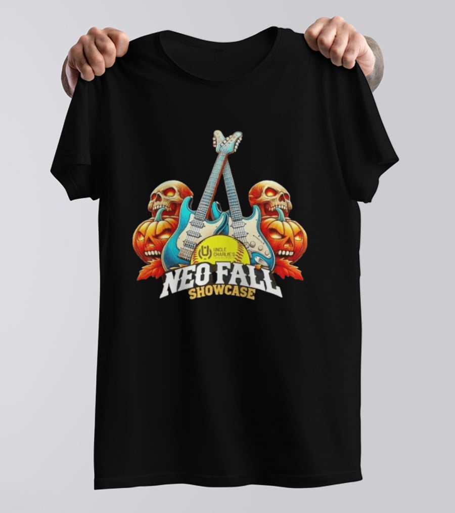 Uncle Charlie's NEO Fall Showcase Softball 2026 Halloween Guitar Skulls Pumpkins T-Shirt