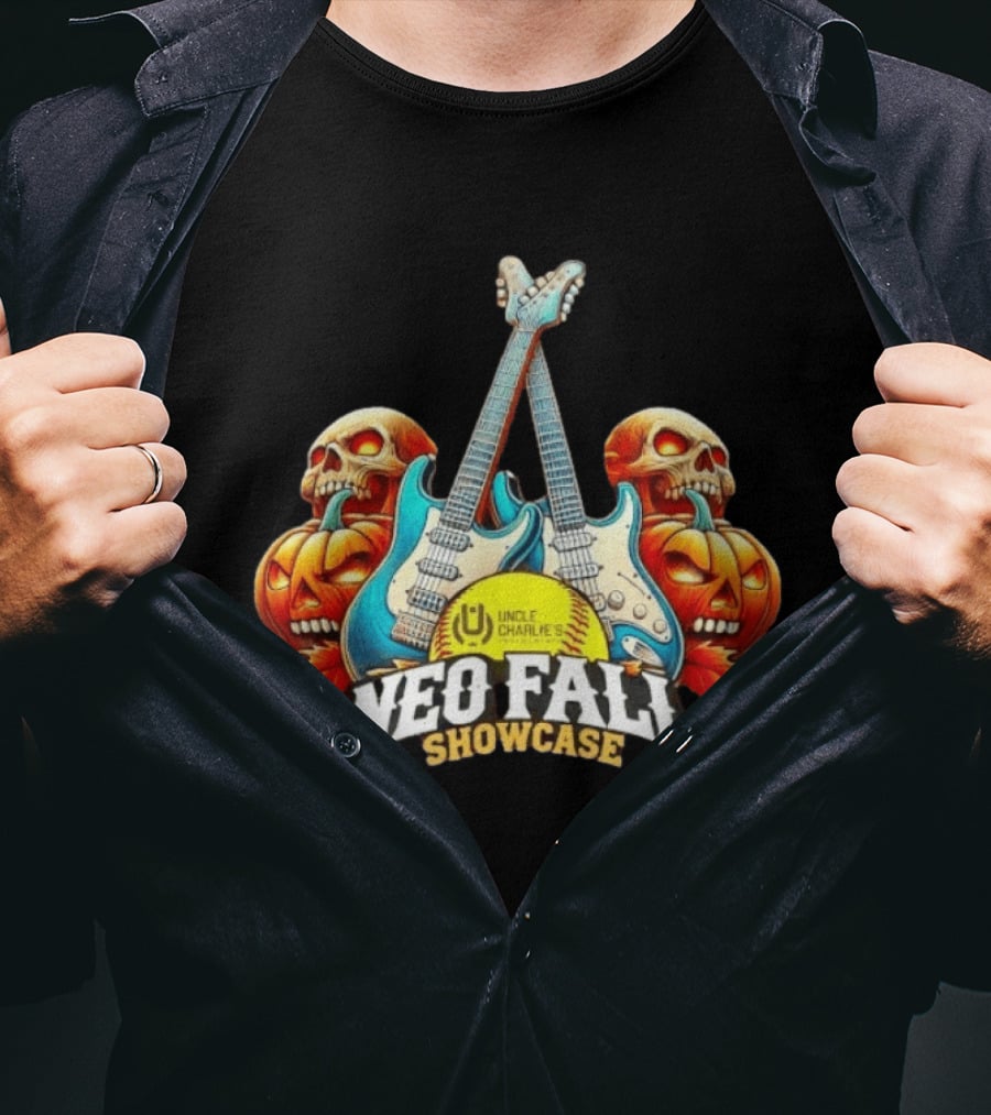 Uncle Charlie's NEO Fall Showcase Softball 2026 Halloween Guitar Skulls Pumpkins T-Shirt
