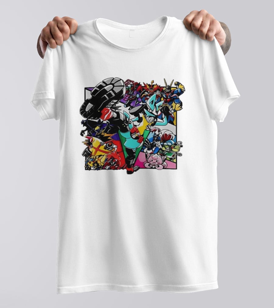 Lucario And Friends Anime Mashup With Megaman Yu Gi Oh Gundam Wigglytuff Pikachu Charizard T-Shirt