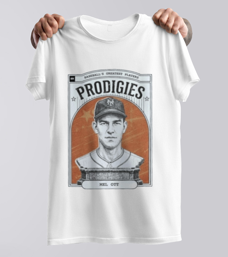 Baseball's Greatest Players Prodigies Mel Ott Vintage NY Landmark T-Shirt