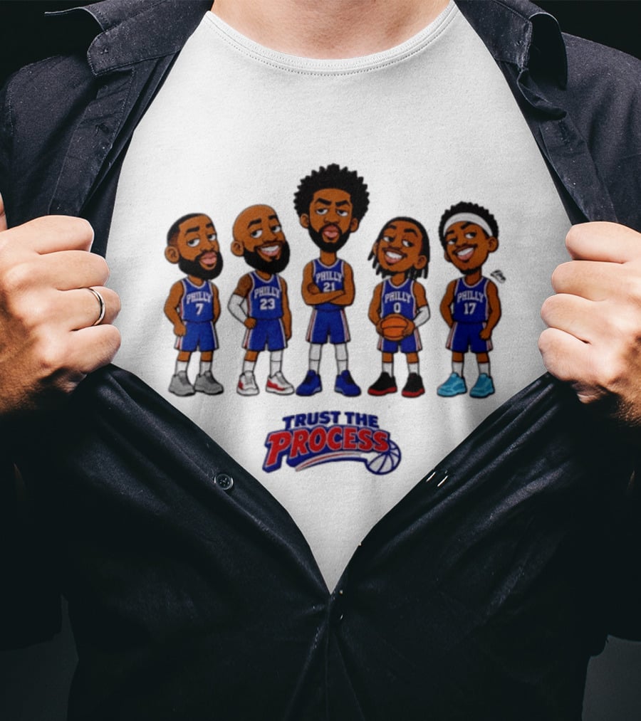 Philadelphia 76ers Trust The Process Caricature Philly Basketball Team T-Shirt