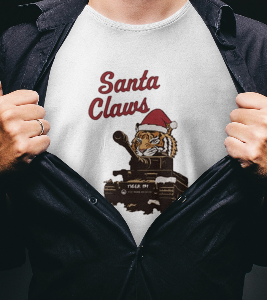 Santa Claws Tiger 131 Tank Museum Christmas T-Shirt