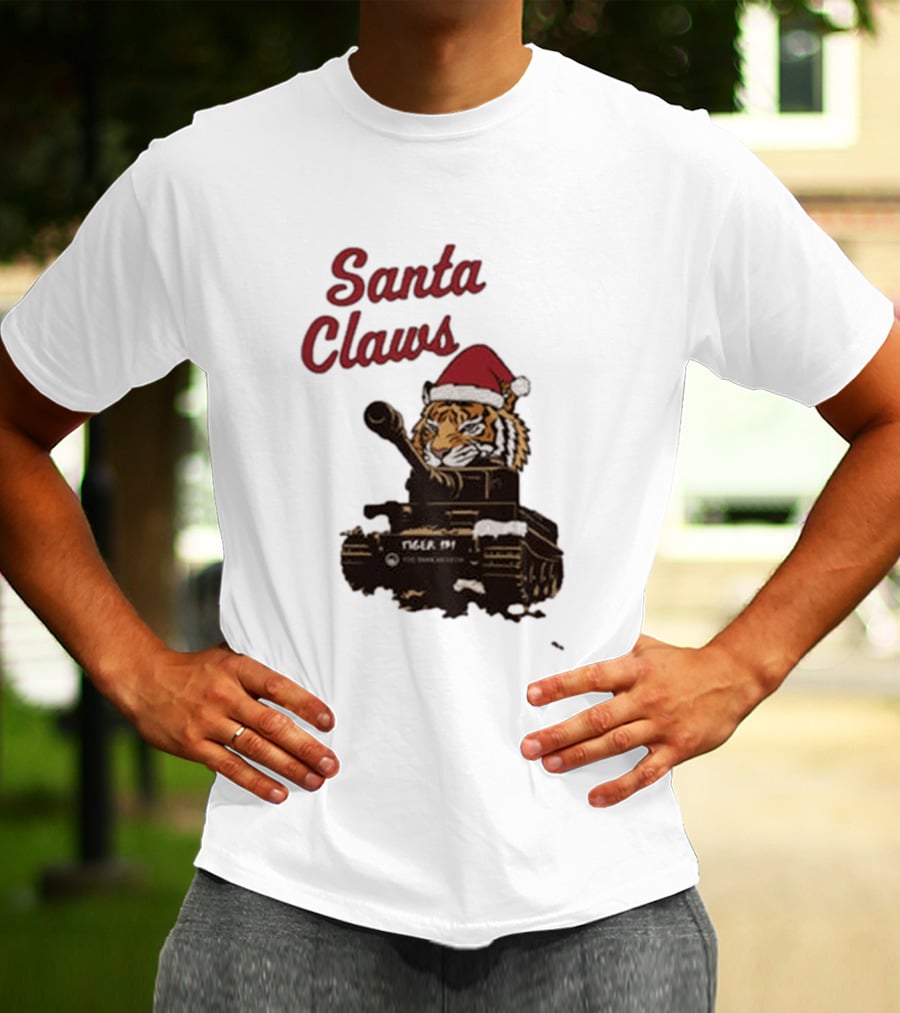 Santa Claws Tiger 131 Tank Museum Christmas T-Shirt