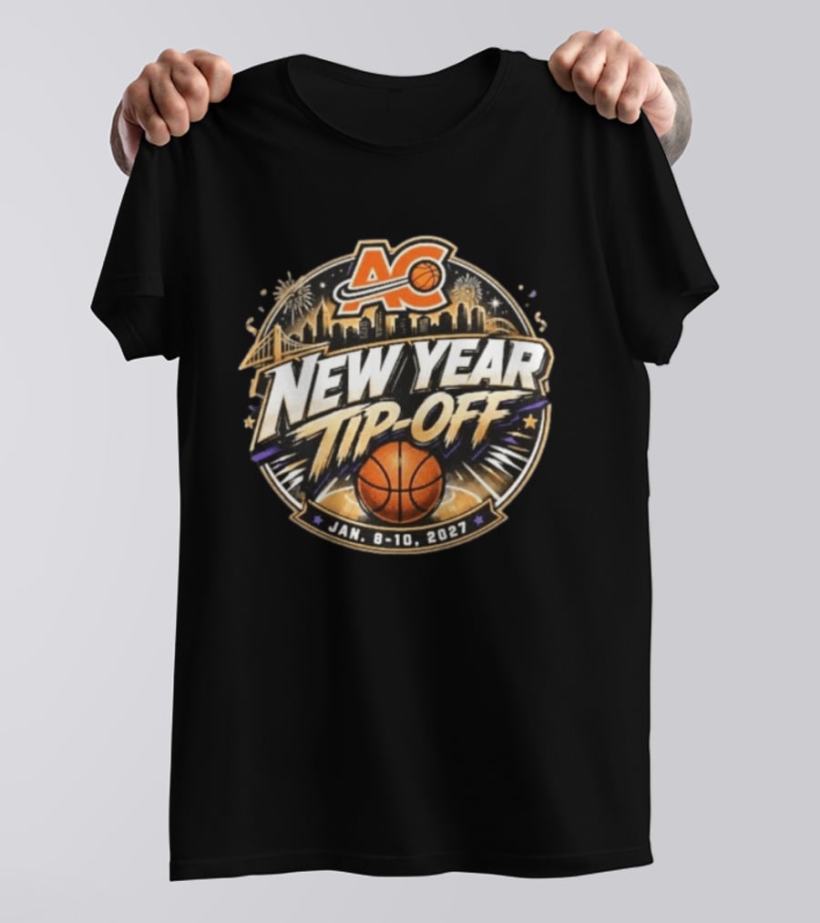 ACB New Year Tip Off 2027 Jan 8 10 Basketball Skyline Fireworks T-Shirt