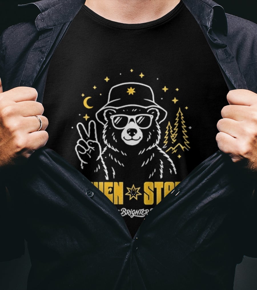 Seven Stars Peaceful Bear At Night We Shine Brighter Together T-Shirt