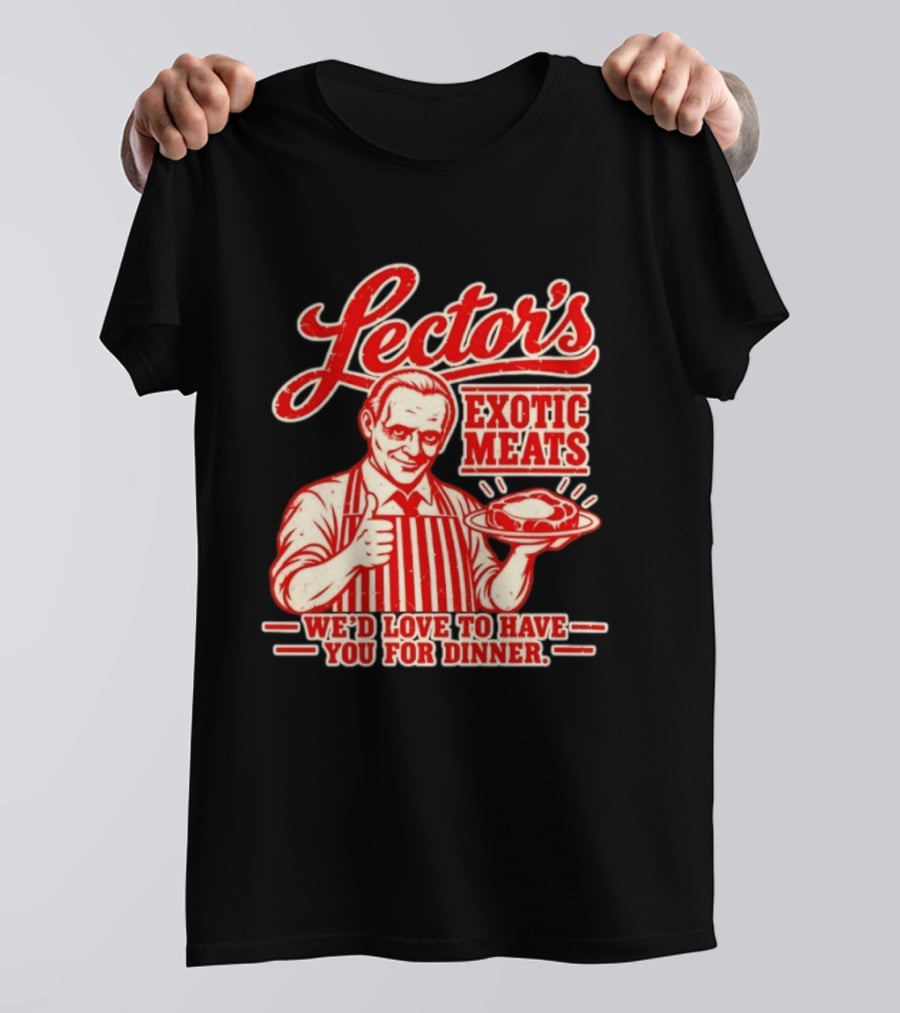 Lector's Exotic Meats We'd Love To Have You For Dinner Distressed T-Shirt