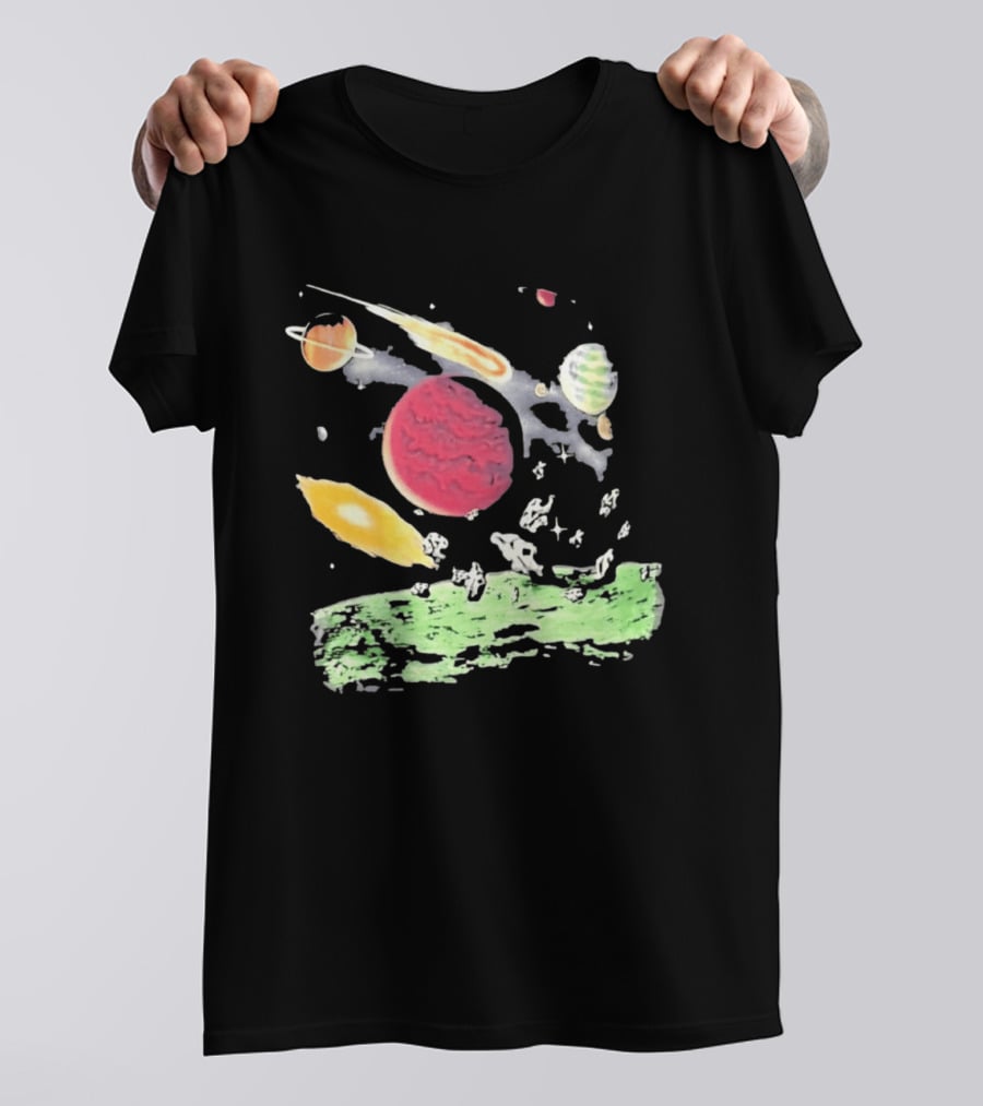 Space Galaxy Planet Asteroid Field Colorful Cosmic Scene T-Shirt