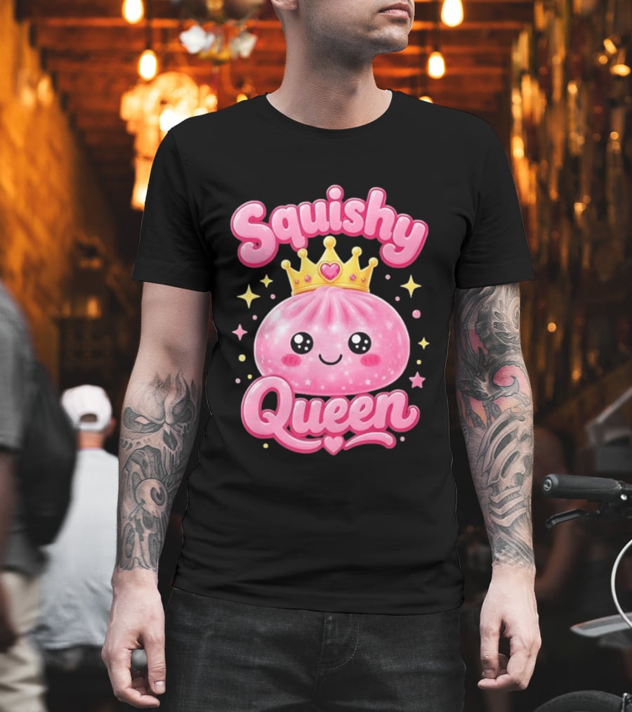 Squishy Queen Kawaii Mochi Pink Princess Cute Crown Stars T-Shirt