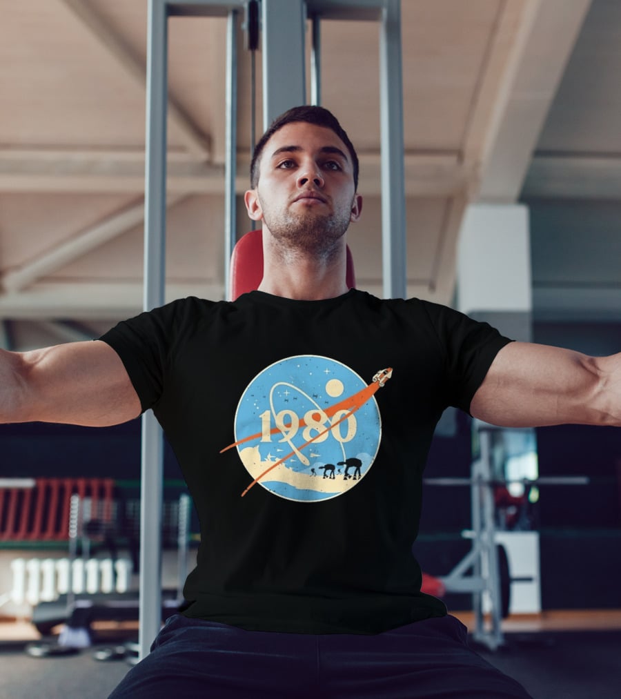 Star Wars 1980 Space Mission Inspired By Empire Strikes Back NASA Style Logo With AT AT Walkers T-Shirt