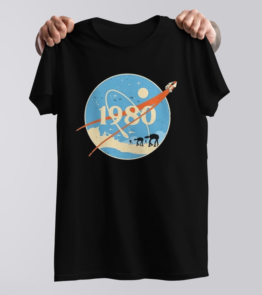 Star Wars 1980 Space Mission Inspired By Empire Strikes Back NASA Style Logo With AT AT Walkers T-Shirt