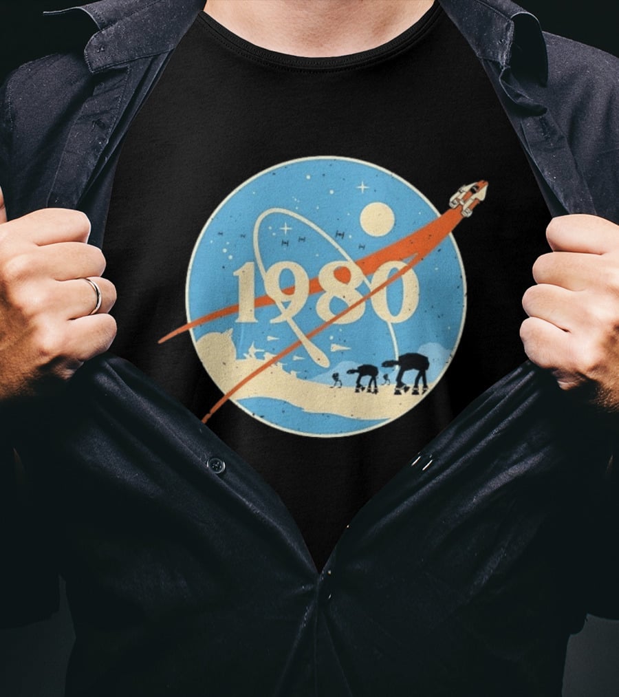 Star Wars 1980 Space Mission Inspired By Empire Strikes Back NASA Style Logo With AT AT Walkers T-Shirt