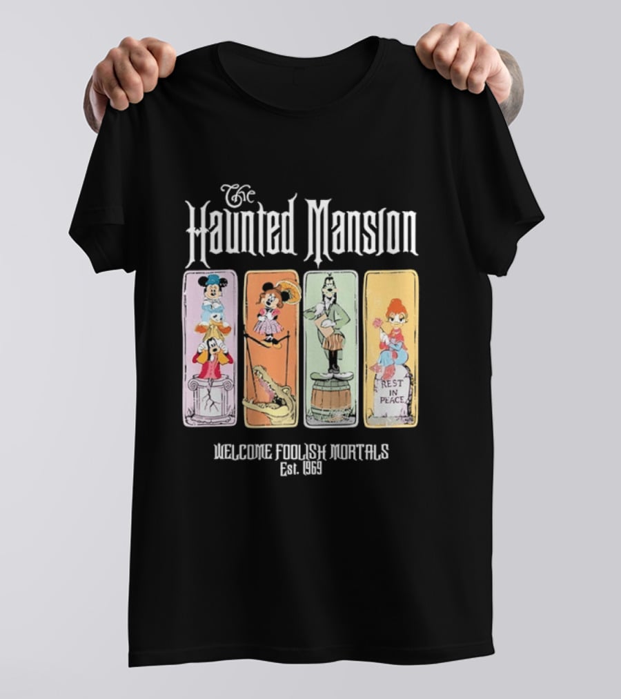 The Haunted Mansion Welcome Foolish Mortals Est 1969 Distressed T-Shirt