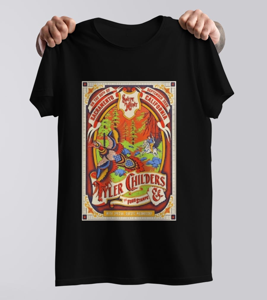 Tyler Childers And The Food Stamps Snipe Hunt Sacramento September 30th 2023 California Concert T-Shirt
