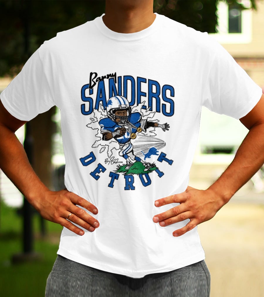 Barry Sanders Detroit Lions Caricature Player NFL Football Legend T-Shirt