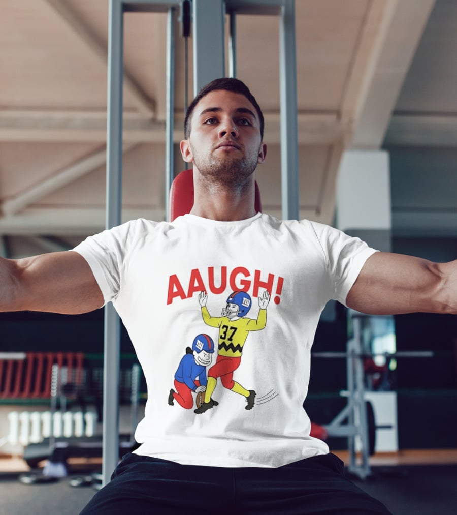 Charlie Brown New York Giants AAUGH Football 37 Peanuts Comic T-Shirt