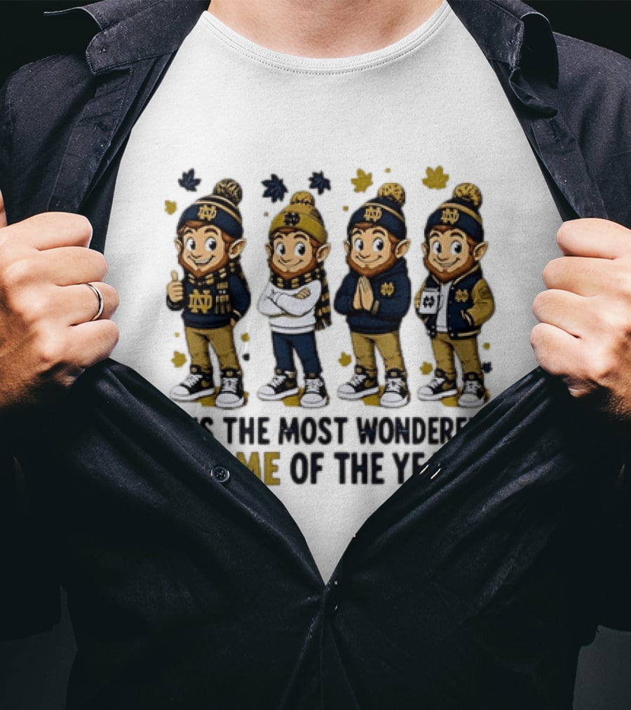 Notre Dame Fighting Irish Elves It's The Most Wonderful Time Of The Year T-Shirt