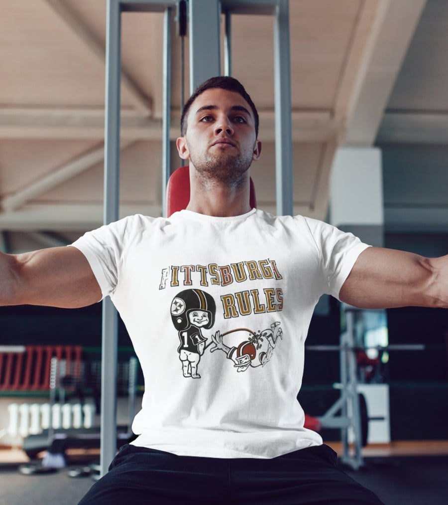 Pittsburgh Rules Football Helmet Kid Kicking Rival Team T-Shirt