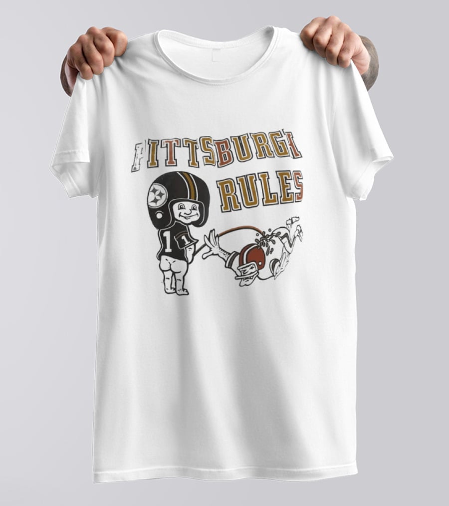 Pittsburgh Rules Football Helmet Kid Kicking Rival Team T-Shirt