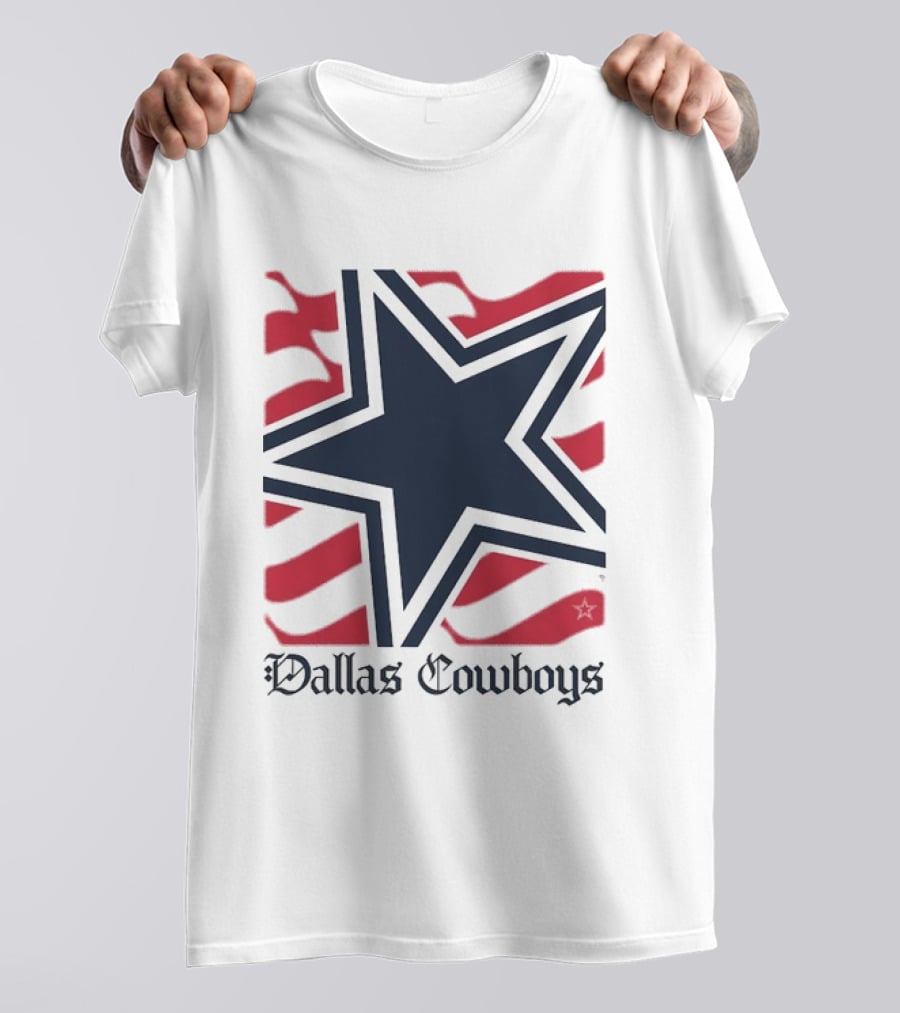 Dallas Cowboys Star With Red Background Stripes T-Shirt