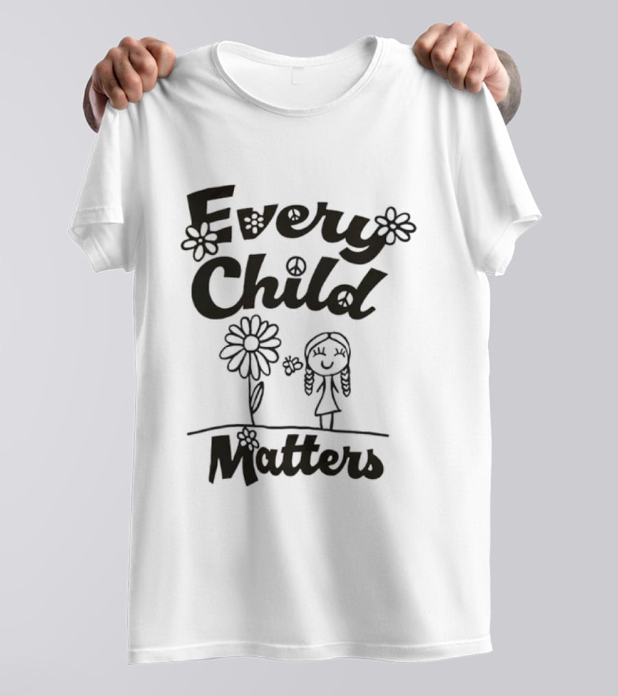 Every Child Matters Peace Symbol Flowers And Girl Awareness T-Shirt