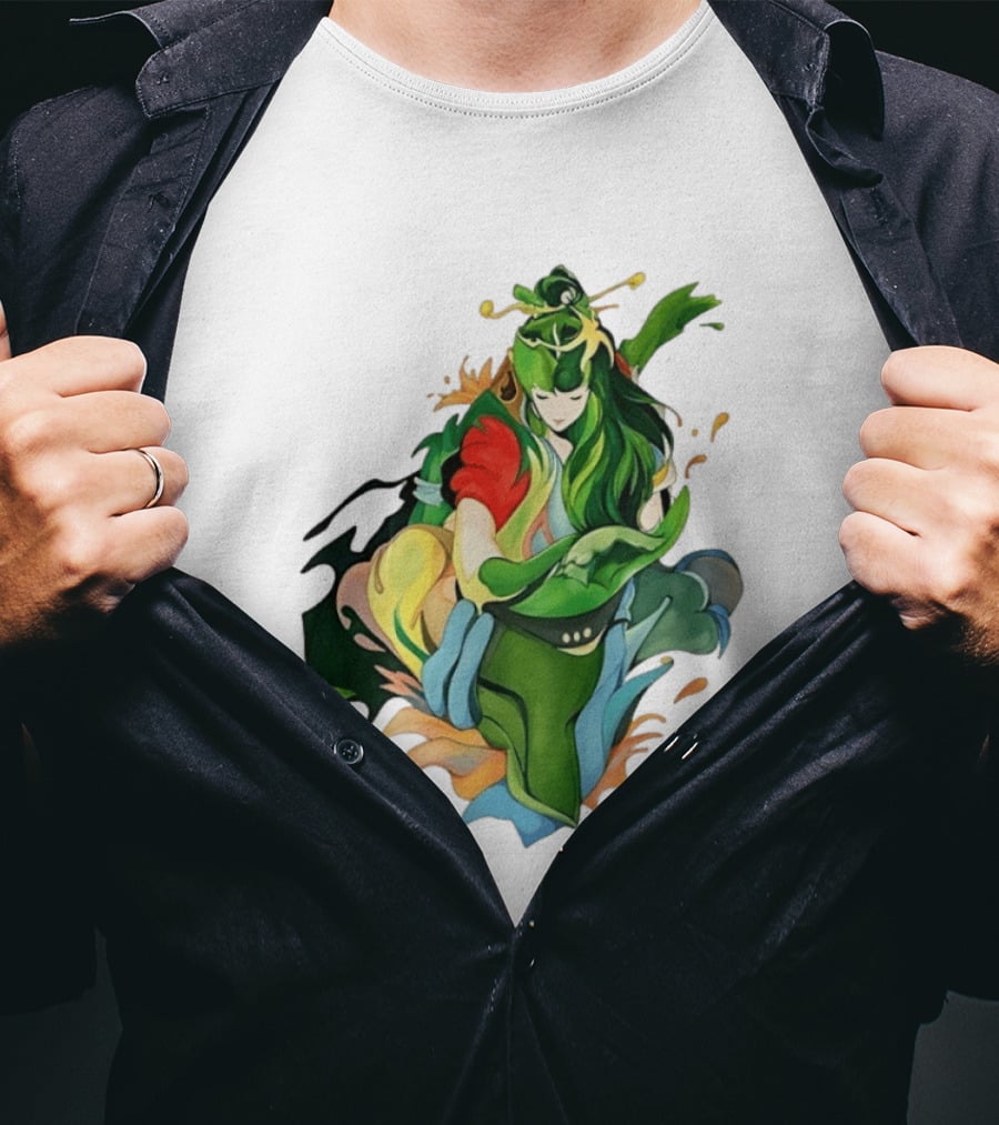 Shun Of Andromeda Saint Seiya Anime Character Art Green And Red T-Shirt
