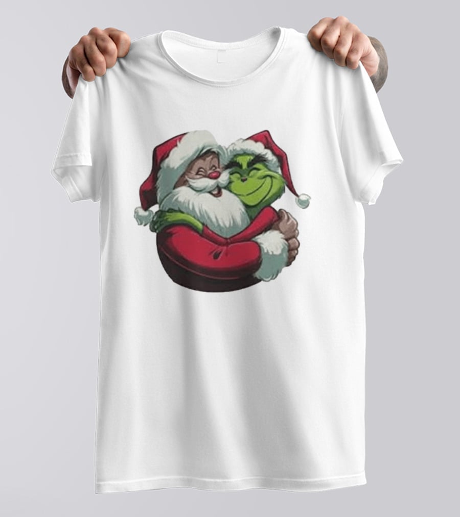 Grinch And Santa Embrace Christmas Magnet T-Shirt