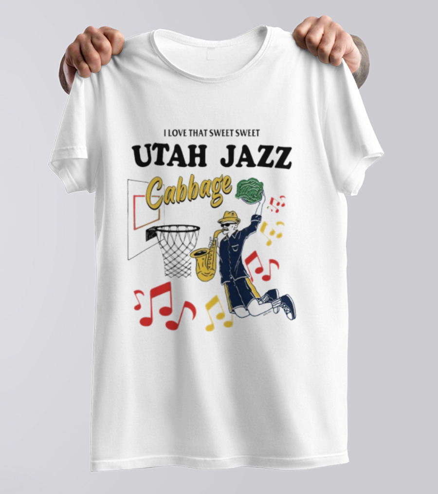 I Love That Sweet Sweet Utah Jazz Cabbage Basketball Music Notes Player T-Shirt
