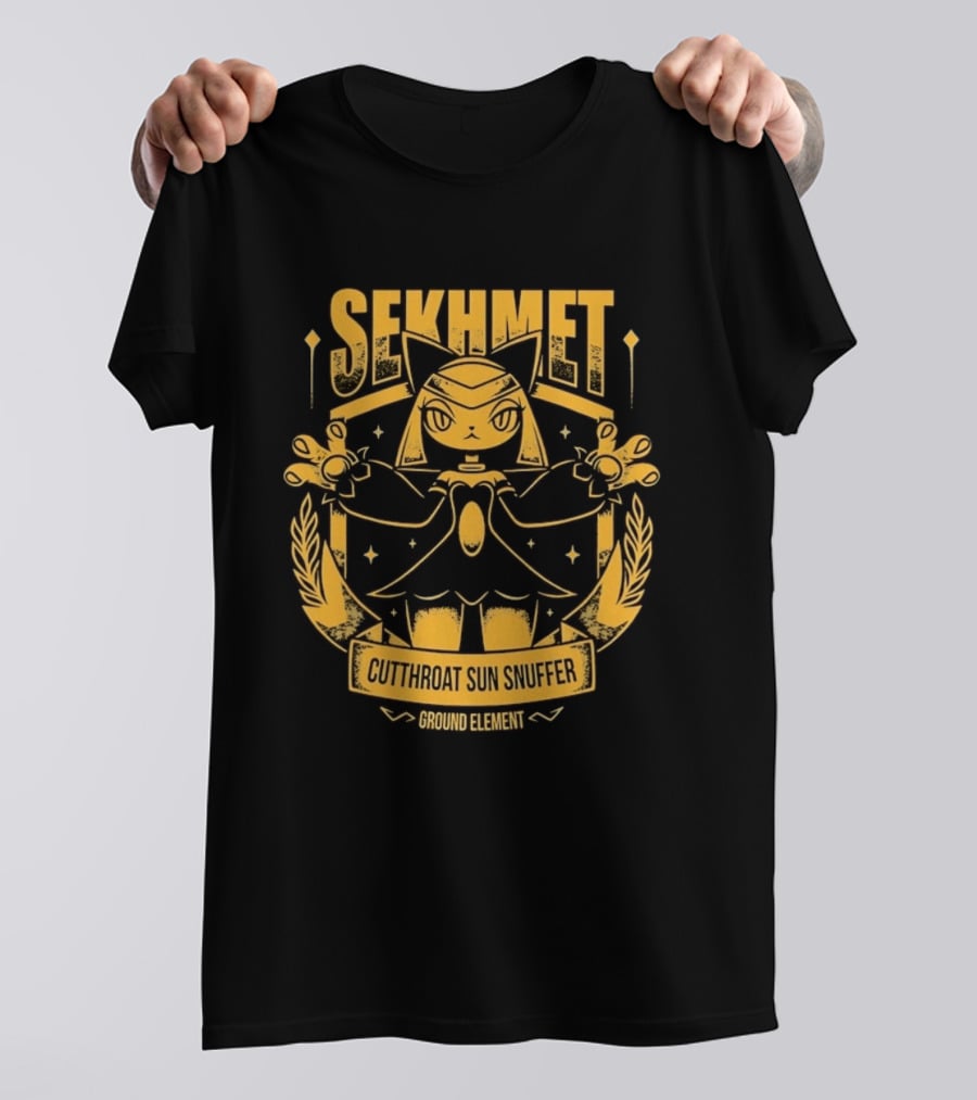 Sekhmet Cutthroat Sun Snuffer Ground Element Magic Cat Warrior T-Shirt