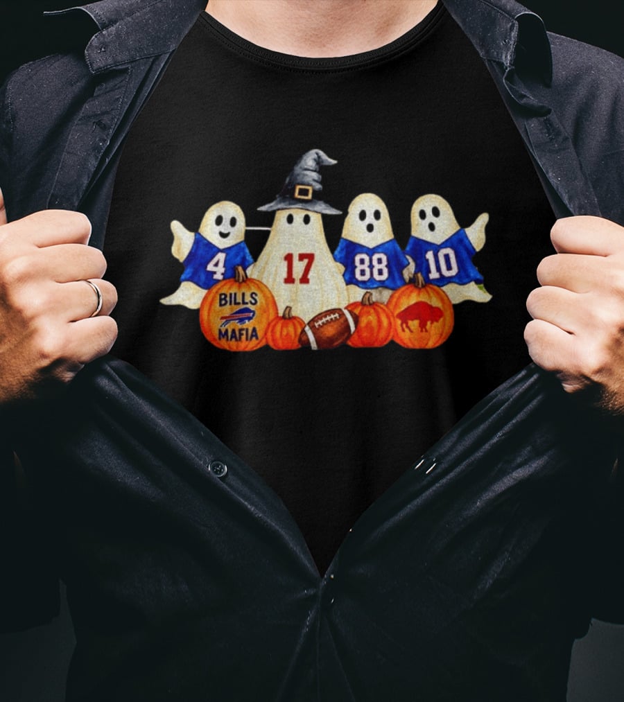 Buffalo Bills Mafia Halloween Ghosts Football 4 17 88 10 T-Shirt