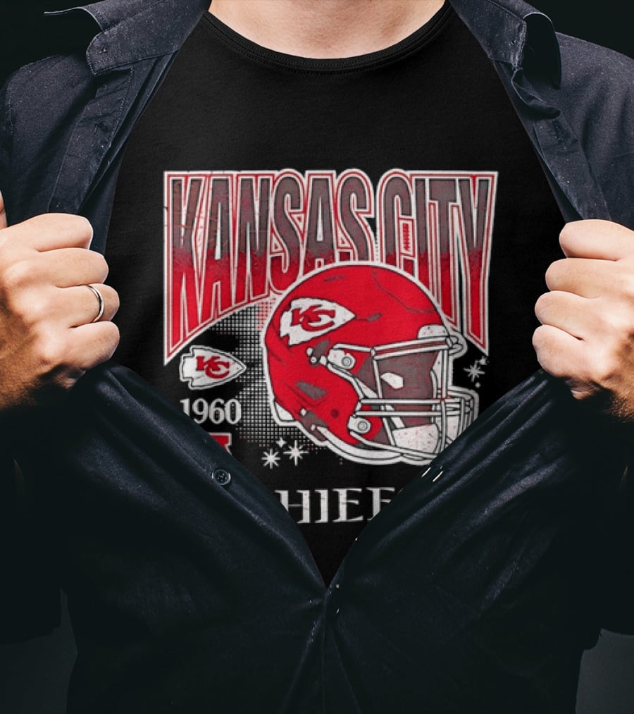 Kansas City Chiefs 1960 Red Helmet Distressed AFC T-Shirt