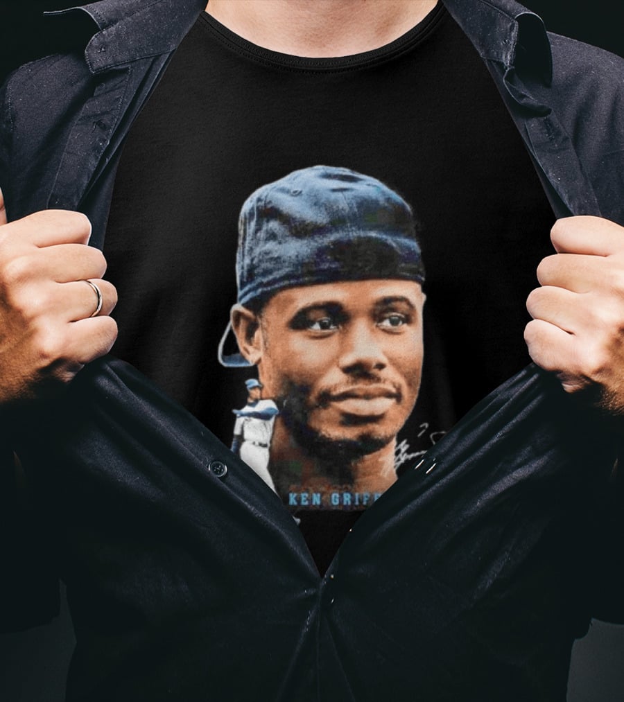 Ken Griffey Jr Seattle Mariners Portrait Signature Baseball Legend T-Shirt