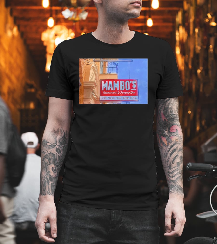 Mambo's Restaurant And Rooftop Bar Gumbo Seafood Steaks Oysters Po Boys T-Shirt