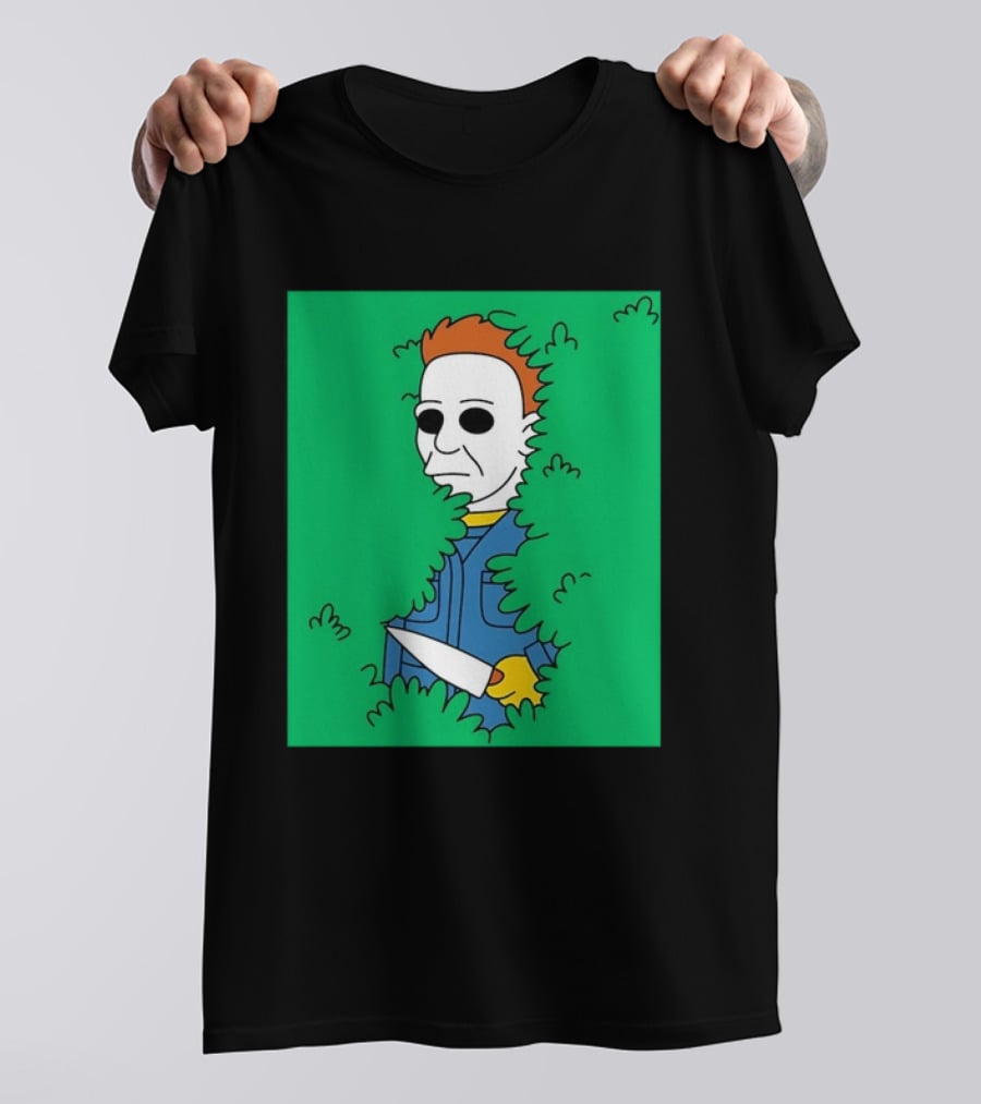 Michael Myers Halloween Bushes Knife Humor T-Shirt