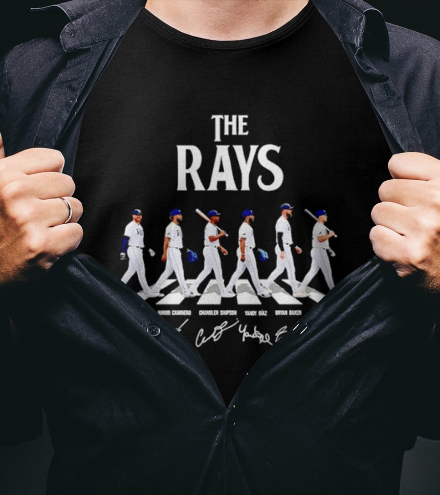 The Rays Drew Rasmussen Junior Caminero Chandler Simpson Yandy Díaz Bryan Baker Jonathan Aranda Abbey Road Baseball Players T-Shirt